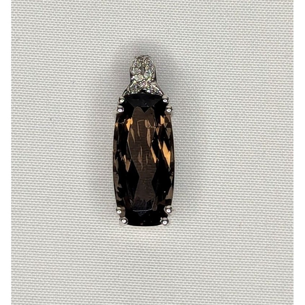 Smoky Quartz & Zircon Pendant - Sterling Silver, Brown - Picture 3 of 6